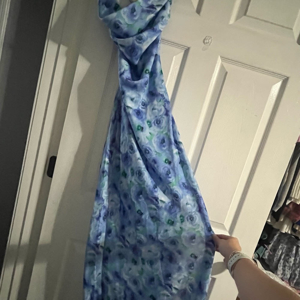 Floral Blue and Green Slip Dress